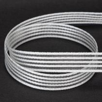 Article Ruban d'organza rayé, ruban cadeau, blanc, 15 mm, 20 m