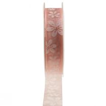 Article Ruban organza fleurs ruban cadeau rose 25mm 18m