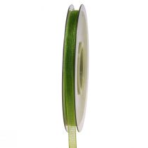 Article Ruban organza vert ruban cadeau bord tissé vert olive 6mm 50m