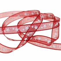 Article Ruban organza avec étoile rouge foncé 6mm 20m