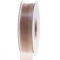 Article Ruban organza ruban cadeau ruban beige selvedge taupe 25mm 50m