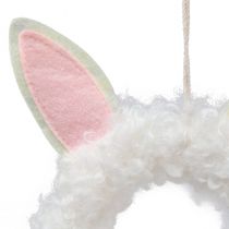 Décoration de Pâques anneau décoratif oreilles de lapin décoration de porte blanc Ø13cm 4pcs