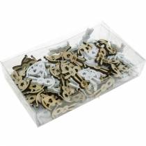 Article Lapin de décoration de Pâques à disperser en bois blanc, décoration à disperser naturelle Lapin de Pâques 96 pièces