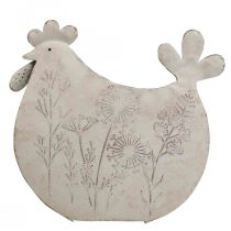 Décoration de Pâques métal déco poulet Pâques blanc 19,5x6,5x18cm
