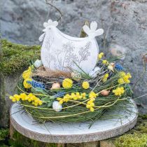Décoration de Pâques métal déco poulet Pâques blanc 19,5x6,5x18cm