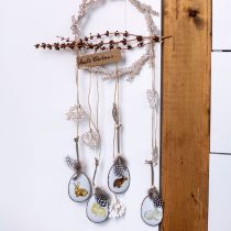 Article Décoration de Pâques à suspendre pendentif Oeufs de Pâques avec lapins vintage métal 7×5cm 8pcs