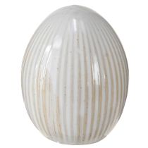 Article Oeufs de Pâques Oeuf décoratif en céramique avec rainures Blanc Gris 5×6cm 6pcs