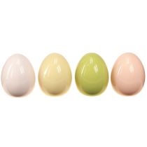 Article Oeufs de Pâques oeufs en céramique pastel brillant assortis 8×10cm 4 pcs