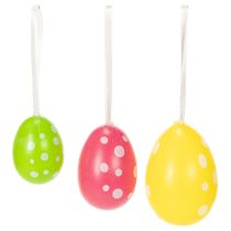 Article Œufs de Pâques à suspendre, couleurs assorties, 6 cm, lot de 12