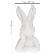 Article Figurine Lapin Pensif Shabby Chic Blanc 20,5 cm