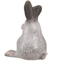 Article Figurine Lapin de Pâques en Céramique Assis Blanc et Marron 13x12x18cm