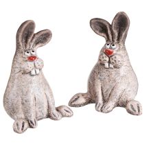 Article Lapin de Pâques Lapin Décoratif Amusant en Céramique Marron H7cm 6 pcs