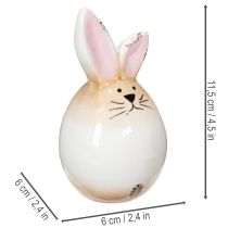 Article Figurine décorative de lapin de Pâques en céramique, œuf blanc, lapin Ø6cm H11,5cm