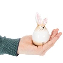 Article Figurine décorative de lapin de Pâques en céramique, œuf blanc, lapin Ø6cm H11,5cm