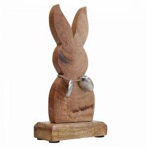 Lapin de Pâques bois avec oeufs métal, décoration de table Pâques H20,5cm