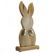 Lapin de Pâques en bois avec oeufs en métal, décoration de table Pâques H31cm