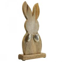 Article Lapin de Pâques en bois avec oeufs en métal, décoration de table Pâques H31cm