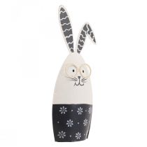 Lapin de Pâques lapin noir et blanc avec des lunettes en métal 18,5x7x3cm 2pcs