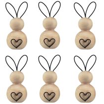 Article Lapins de Pâques en bois et métal noir naturel H10,5cm 6 pcs