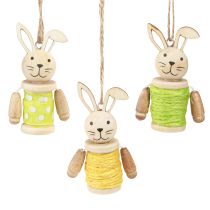 Article Lapins de Pâques à suspendre Décoration de Pâques bois jute H6,5cm 9 pcs