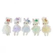 Article Décoration de lapin de Pâques lapin fille en peluche 12cm 5pcs