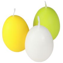 Article Bougies de Pâques bougies œuf vert orange blanc H6cm Ø2.5cm 30pcs