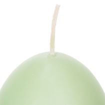 Article Bougies de Pâques en forme d'œuf, vertes, 9 cm, 20 cm de hauteur, lot de 6