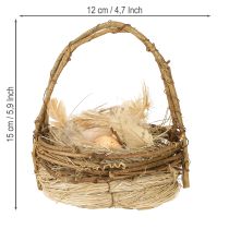 Article Panier de Pâques avec oeufs de caille panier d'oeufs artificiel vignes Ø12cm 2 pcs