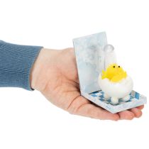 Article Décoration de Pâques : poussin en chenille dans la baignoire, jaune, 9 cm