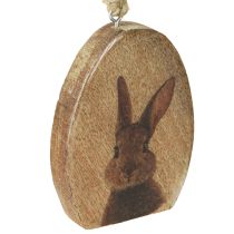 Article Pendentif de Pâques Lapin dans un oeuf Bois Jute Naturel 8x10,5cm 4pcs