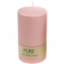 Article Bougie pilier PURE 130/70 bougie décorative rose cire naturelle durable