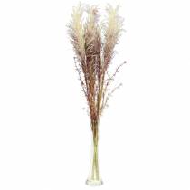 Crème d&#39;herbe des pampas, violette Fleurs séchées artificielles 3pcs
