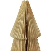 Article Sapin de Noël en Papier Crème et Or H30cm