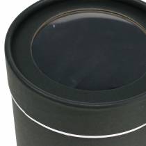 Article Set de 2 boîtes à fleurs rondes noires bordure argentée avec couvercle transparent