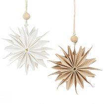 Article Étoiles en papier à suspendre marron blanc 12cm 6 pcs
