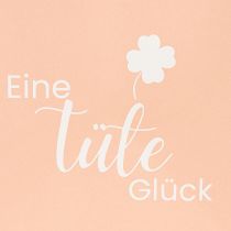 Article Sachet cadeau imprimé « Un sac de bonheur », idéal pour de jolies idées cadeaux, 12 cm, lot de 12.