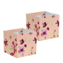 Sac en papier imprimé rose avec motif 10,5 x 10,5 cm 8 p.