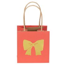 Article Sac cadeau en papier avec motif nœud, 12 cm, rouge et or, lot de 8