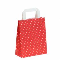 Sac papier rouge à pois 18cm x 8cm x 22cm 25p