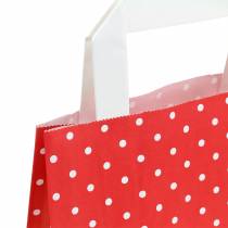 Sac papier rouge à pois 18cm x 8cm x 22cm 25p