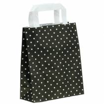 Sac papier noir à pois 18cm x 8cm x 22cm 25p