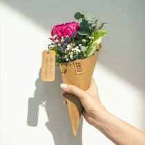 Article Sac en papier pour fleurs sac à fleurs aspect cuir 10x20cm