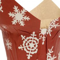 Cache-pots en papier avec flocons de neige rouge-blanc Ø 9 cm 12 p.