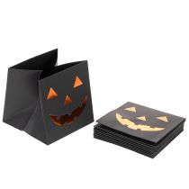 Article Pochettes en papier Halloween motif citrouille 10,5 cm noir et orange lot de 6