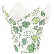 Article Pot décoratif en papier motif trèfle vert et blanc 12cm lot de 12