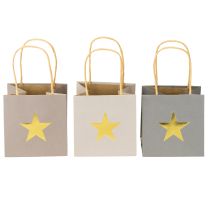 Article Sacs en papier avec étoile et poignée gris assortis 10,5×10,5cm 9pcs