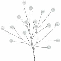 Branche de perles blanc L18cm 2pcs