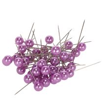 Article Épingles Décoratives à Tête Perlée Violet Ø10mm 60mm - Lot de 50
