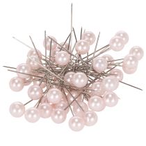 Article Épingles décoratives tête perle rose Ø10mm L60mm - Lot de 50