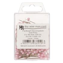 Article Épingles florales en métal avec tête perlée rose Ø4mm 4cm - Lot de 150 pièces